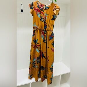 SOLD!! Floral Maxi Dress in Mustard and Blue
